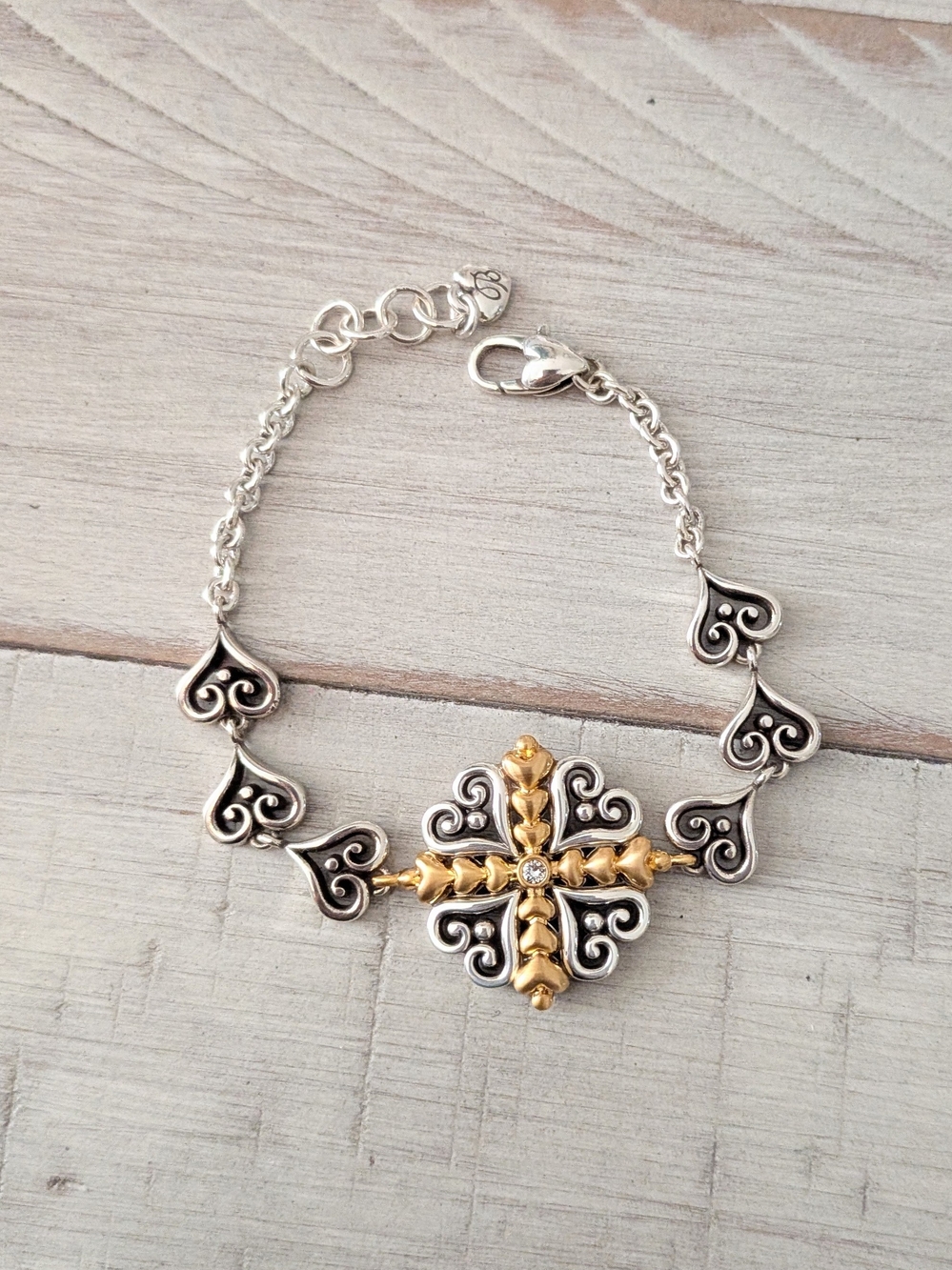 Brighton Alcazar Heart Two Tone Bracelet NWOT